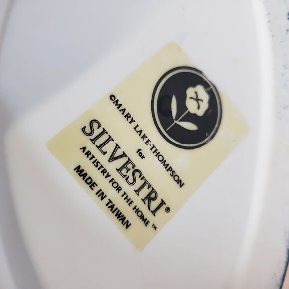 Vintage 80s Silvestri Ceramic White Cat Covered Bowl 7" Farmhouse Trinket Dish - Picture 6 of 10